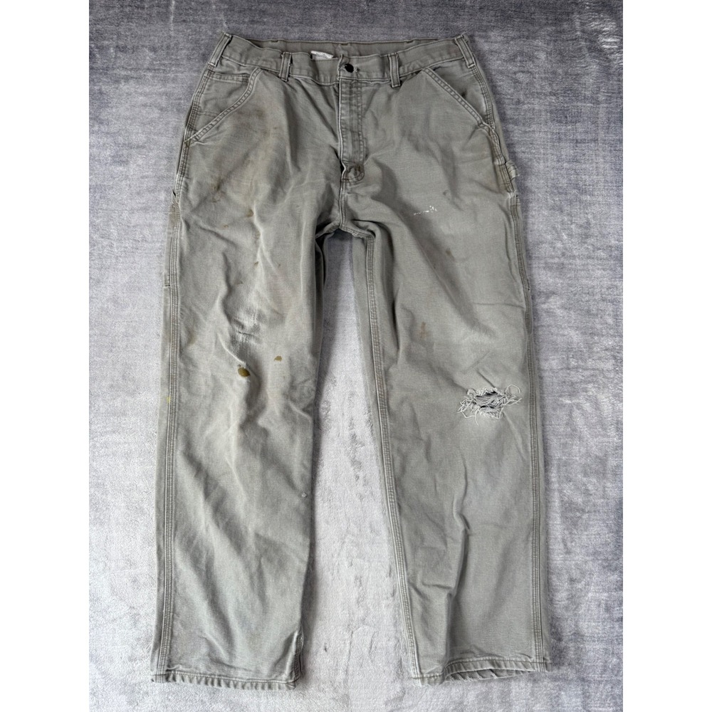 Carhartt Pants Mens 36x32 Desert Tan B11 DES Carpenter Distressed Workwear
